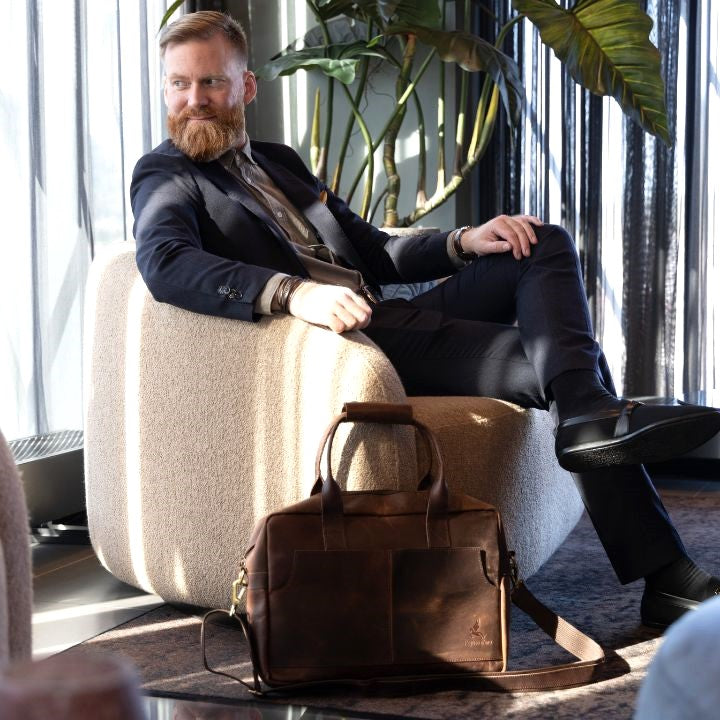 Caveman PC-veske i ekte Crazy Horse-skinn – passer 15" laptop