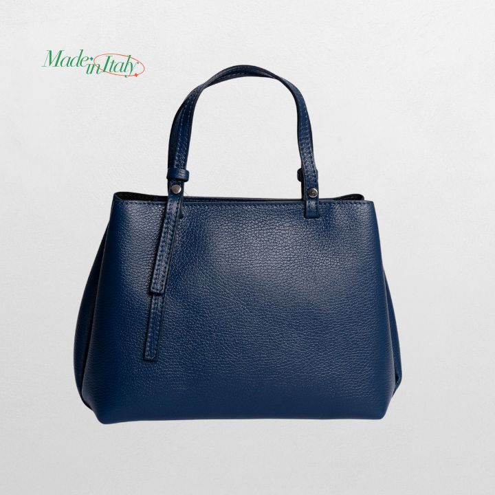 Dameveske i mørkblått skinn fra Italia