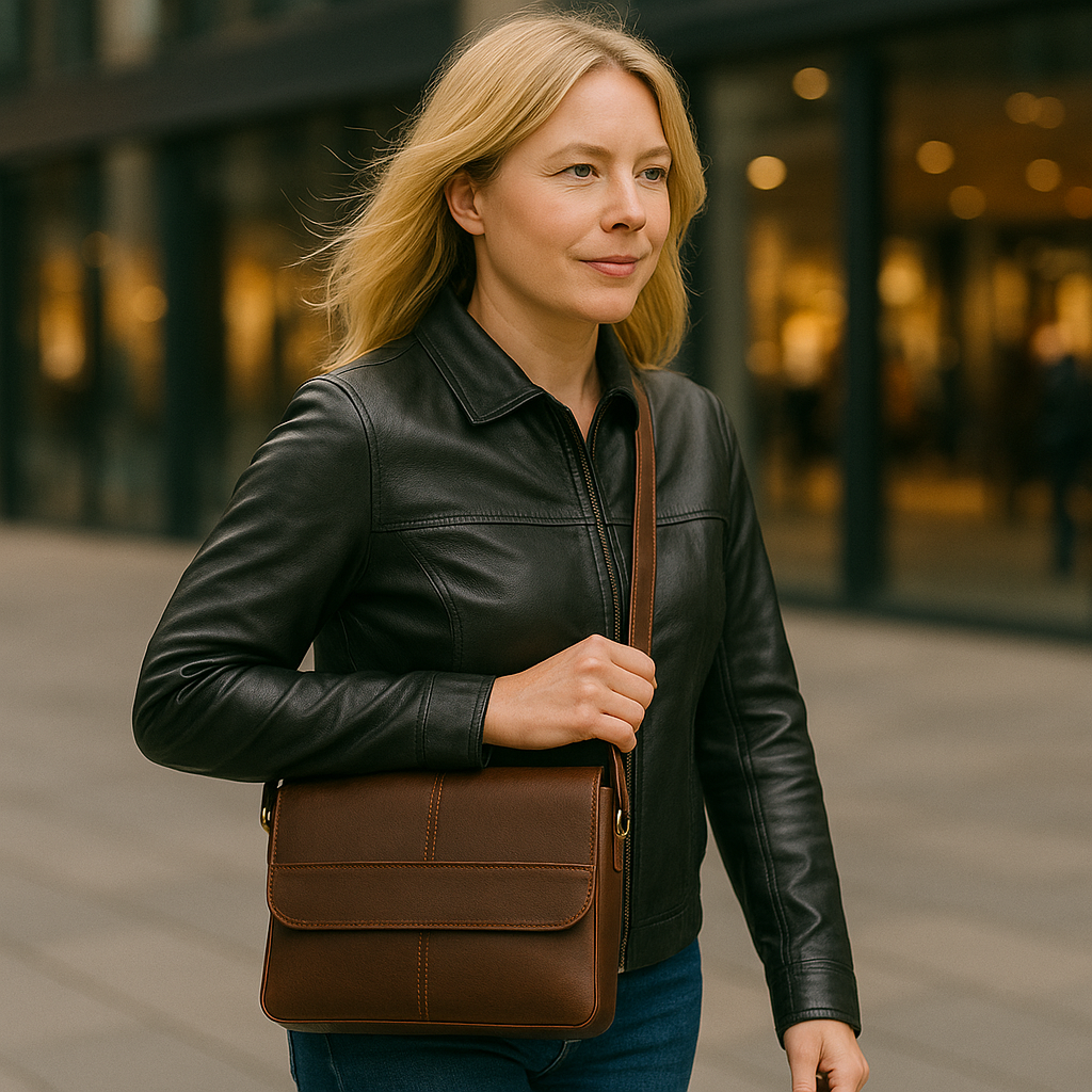 Tidløs Skulderveske i Ekte Skinn – Unisex Design for Stil og Funksjonalitet. Gratis frakt