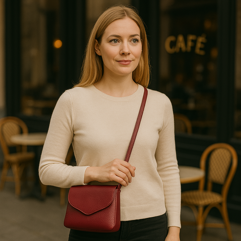 Klassisk skinnveske i dyp burgunder – ekte italiensk kvalitet