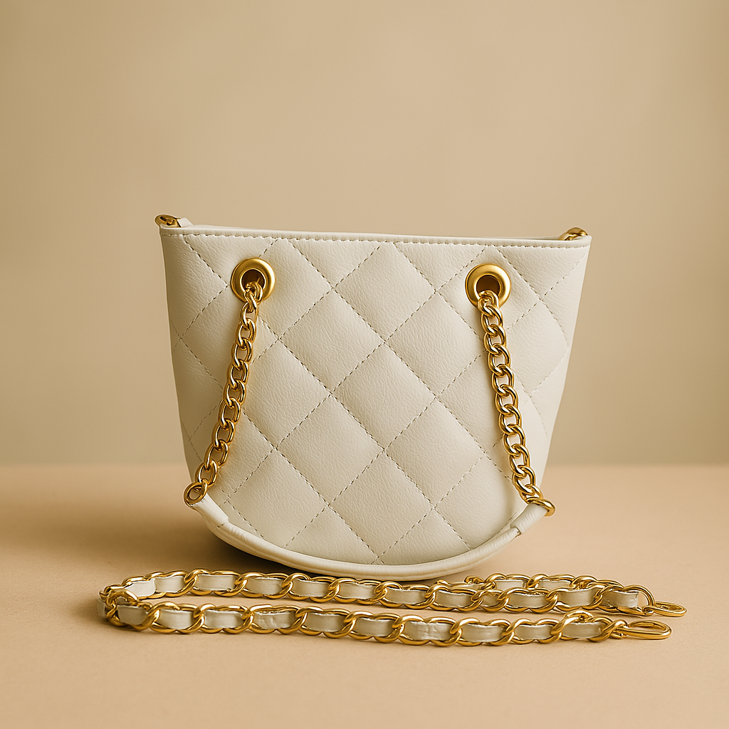 Hvit dameveske i ekte Italiensk skinn