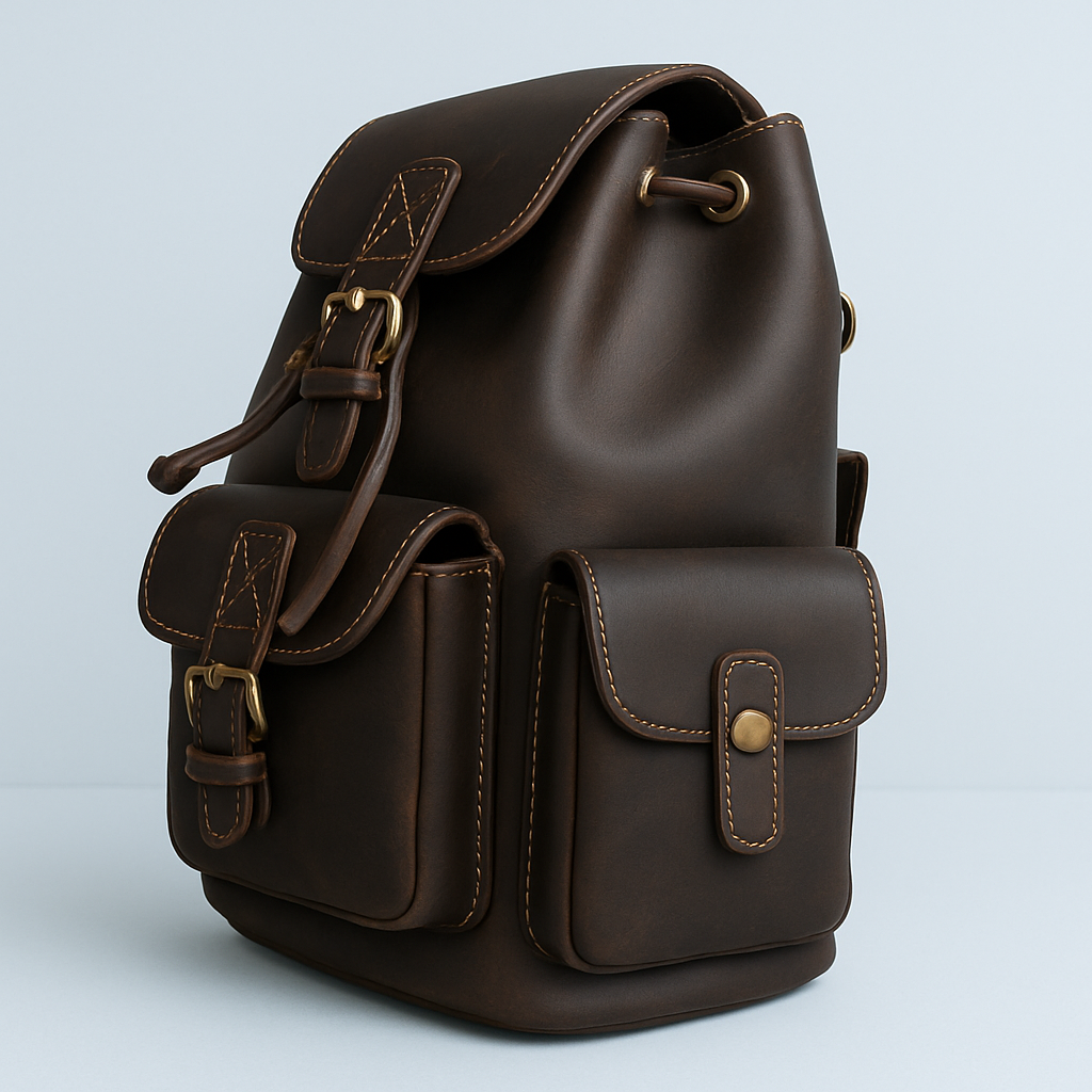 Retro ryggsekk i ekte Crazy Horse-skinn – robust, tidløs og romslig