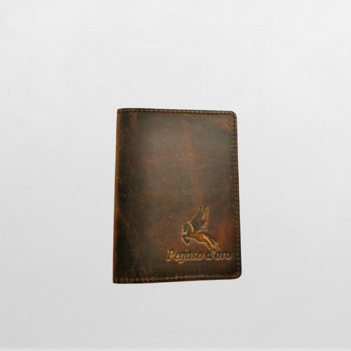 Pass og kortholder brunt skinn