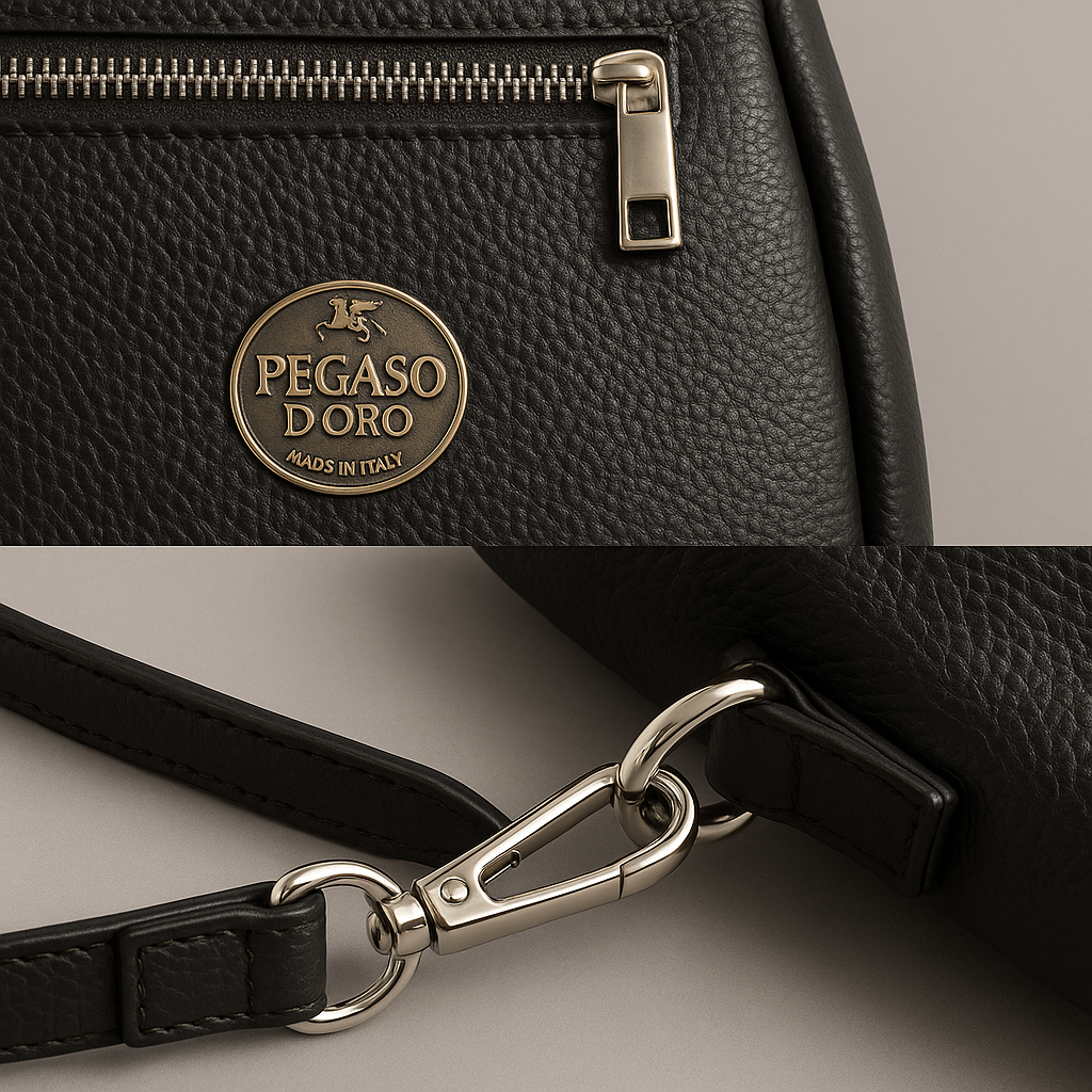 Pegaso D’Oro Black Line – Skulderveske i ekte skinn