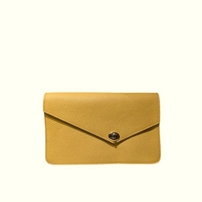 Rosa eller gul skulderveske i ekte skinn