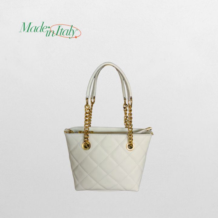 Hvit dameveske i ekte Italiensk skinn