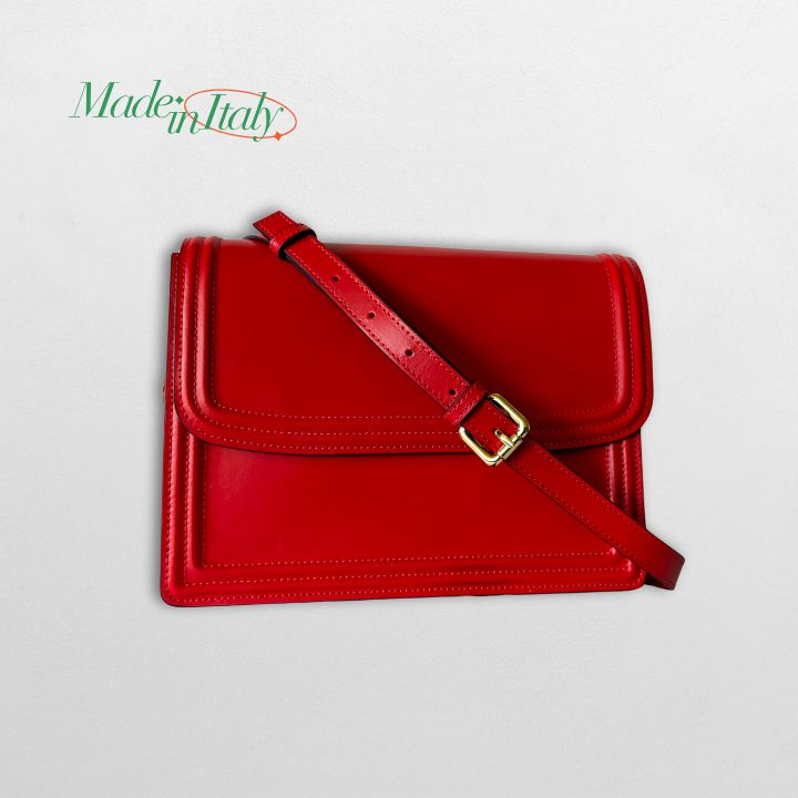 Italiensk håndveske i rødt skinn