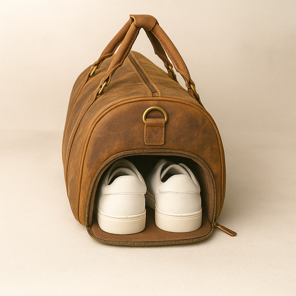 Reiseveske | Skinnbag i lysebrunt skinn | Herre - Ny modell