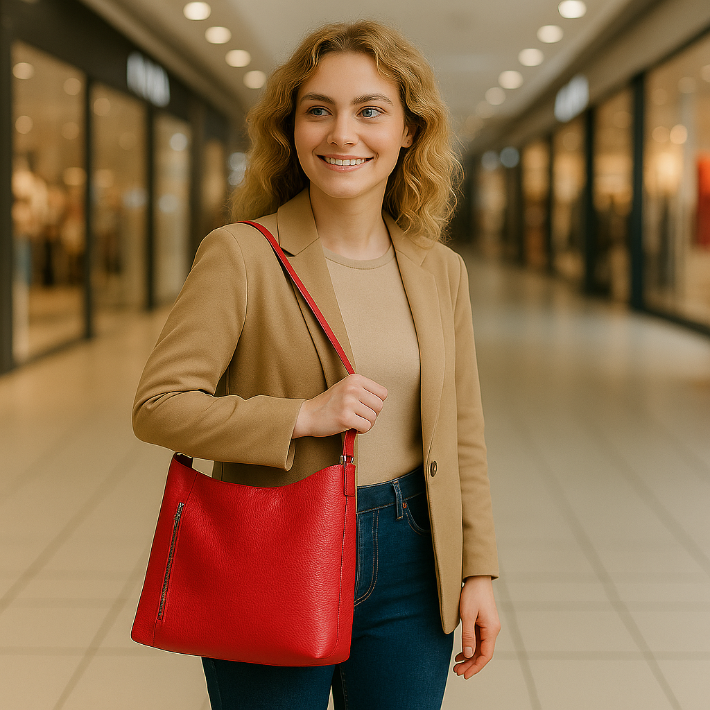 Rød Maxi Skinnveske – Håndlaget i Italia for stil, styrke og plass.