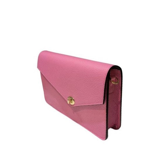 Rosa eller gul skulderveske i ekte skinn