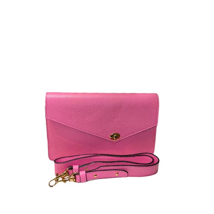 Rosa eller gul skulderveske i ekte skinn