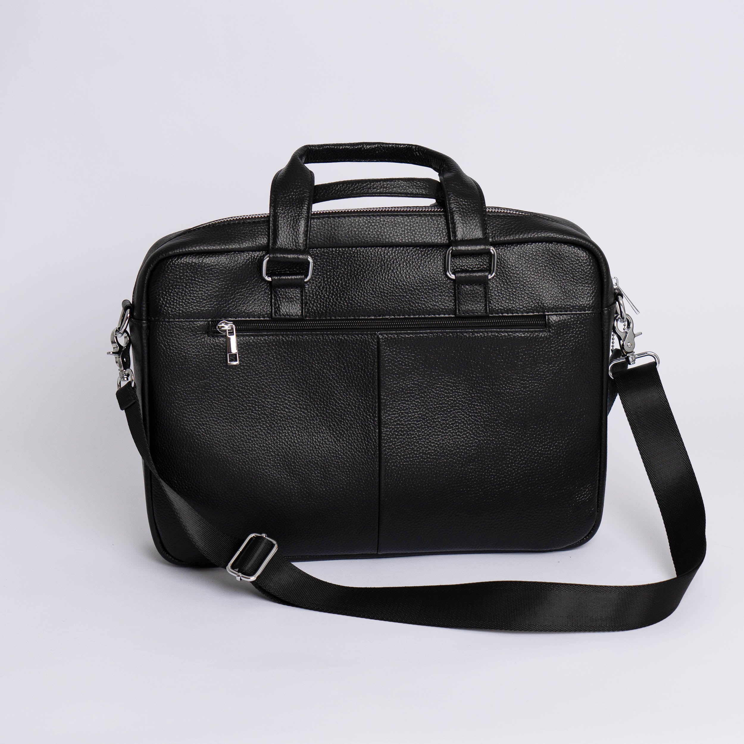 Stilig Sort Lær PC-Bag med Laptop-rom