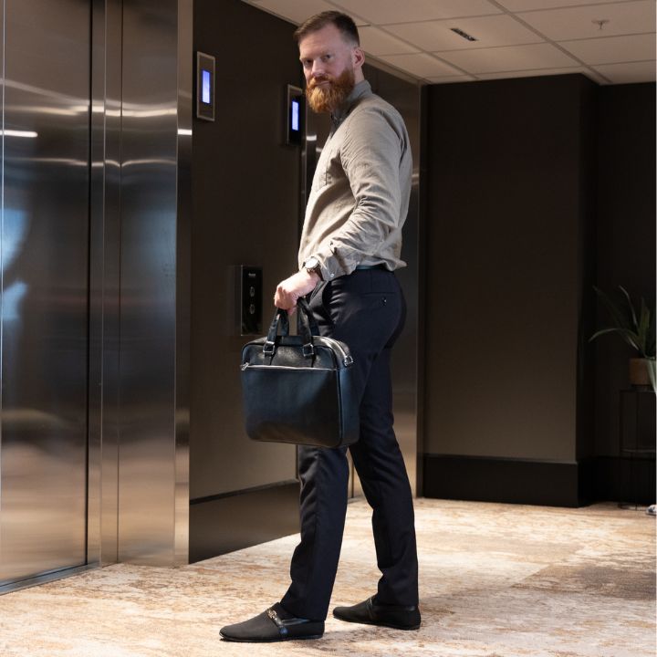 Stilig Sort Lær PC-Bag med Laptop-rom