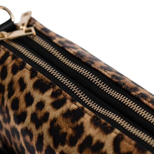 Håndveske i skinn med leopardmønster