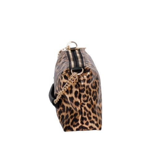 Håndveske i skinn med leopardmønster