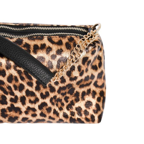 Håndveske i skinn med leopardmønster