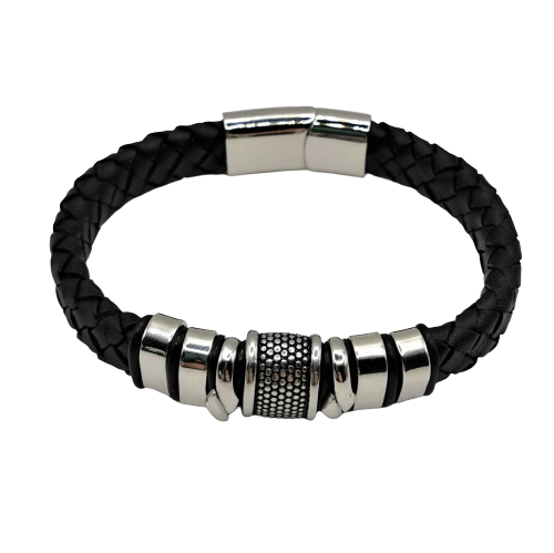 Armbåndet Jarl i Lær og Polert Stål. - Zantani.no