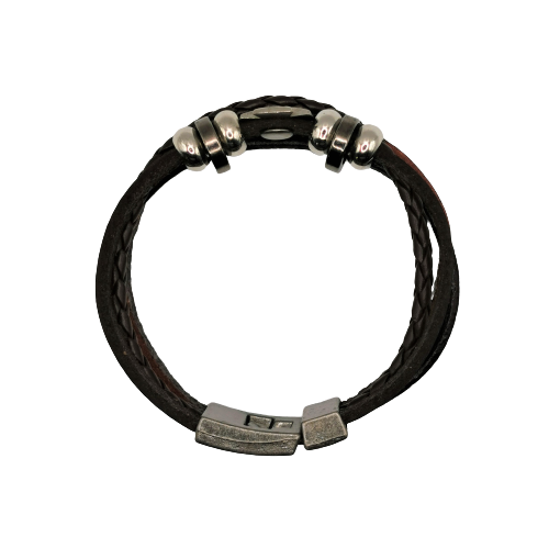 Gram. Armbånd i Skinn med Kors i Stål - Zantani.no