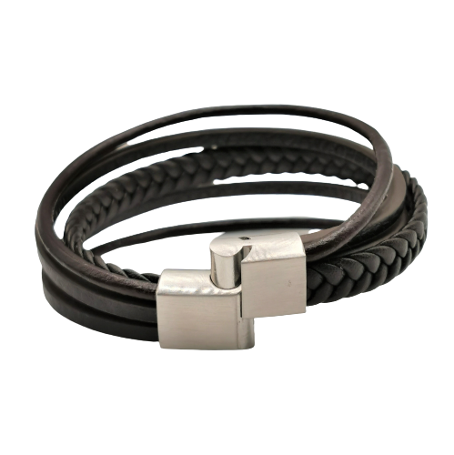 Armbåndet Seid med Reimer i Skinn og Rustfritt Stål - Zantani.no