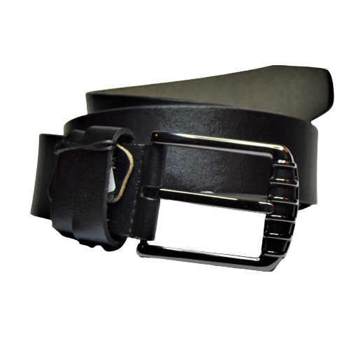 Skinnbelte i Sort Eksklusivt Skinn med Polert Beltespenne - Zantani.no