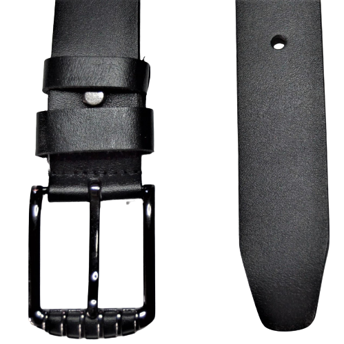 Skinnbelte i Sort Eksklusivt Skinn med Polert Beltespenne - Zantani.no