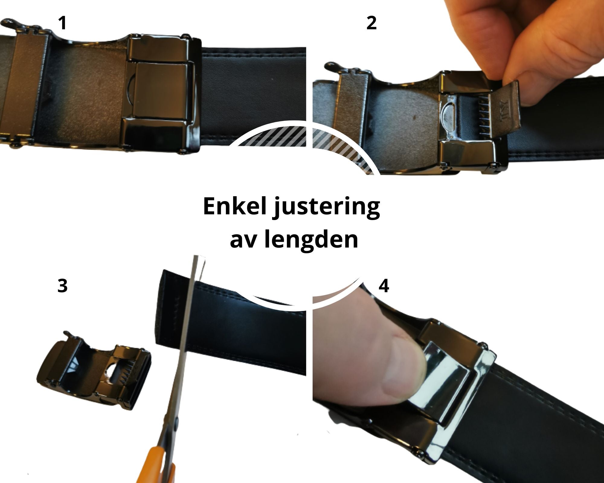 Sort Skinnbelte med Flott Beltespenne i Gull og Sort - Zantani.no