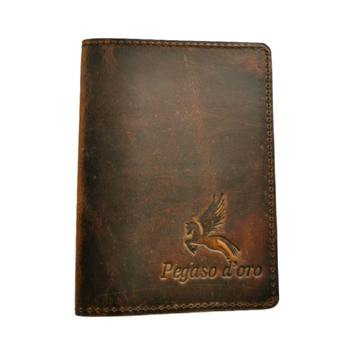 Pass og Kortholder fra Pegaso D`Oro i Kraftig Eksklusivt Brunt Skinn - Zantani.no