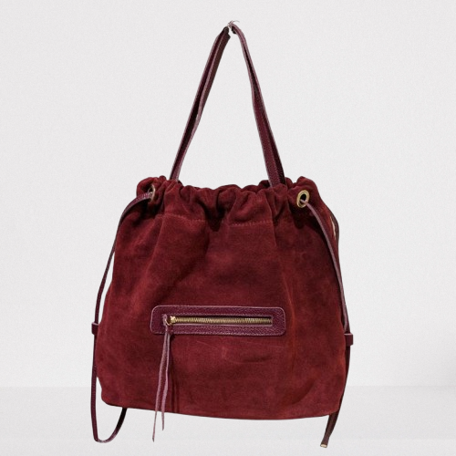 🎁 Gratis frakt! Klassisk toteveske i semsket skinn fra Italia