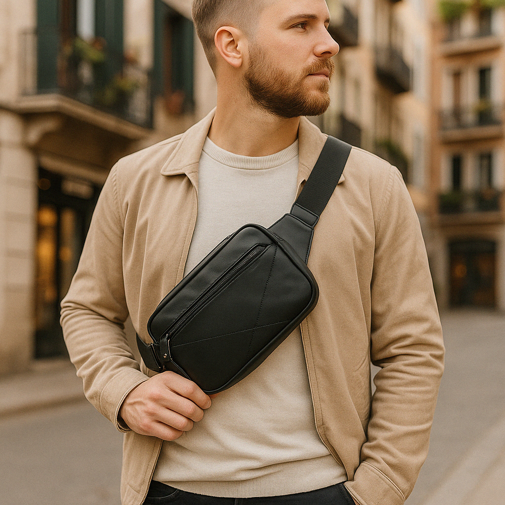 Skulderveske i Mykt Skinn – Crossbody Modell - Gratis Frakt
