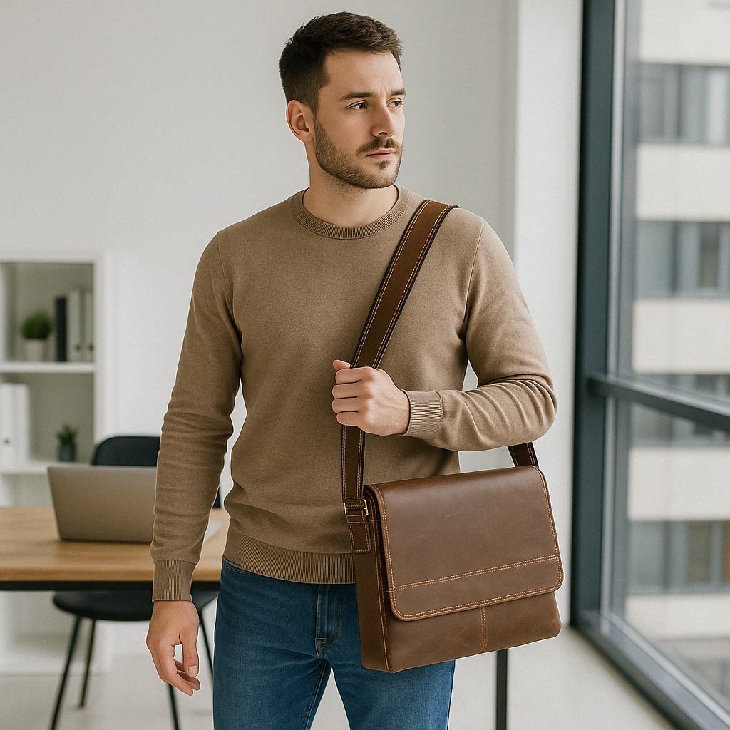 Tidløs Skulderveske i Ekte Skinn – Unisex Design for Stil og Funksjonalitet. Gratis frakt