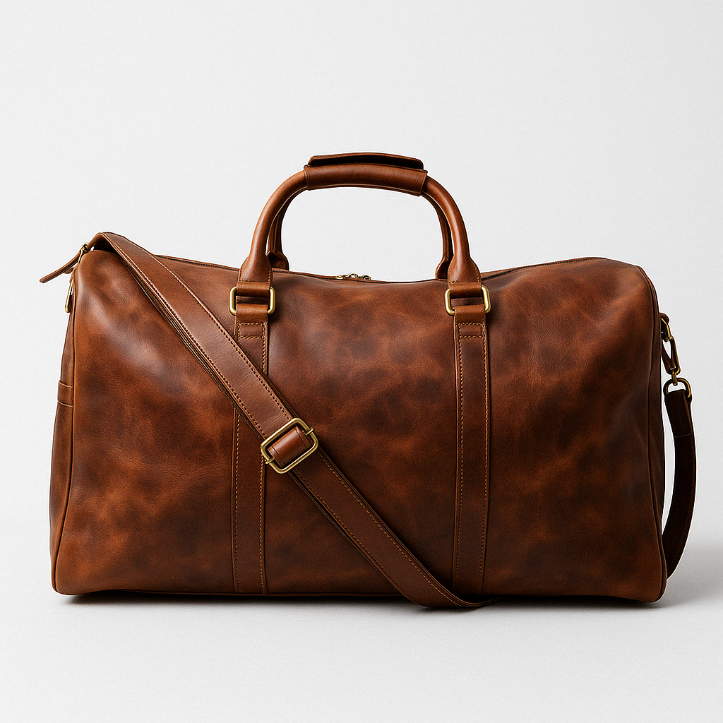 Klassisk weekendbag i ekte skinn. Gratis frakt