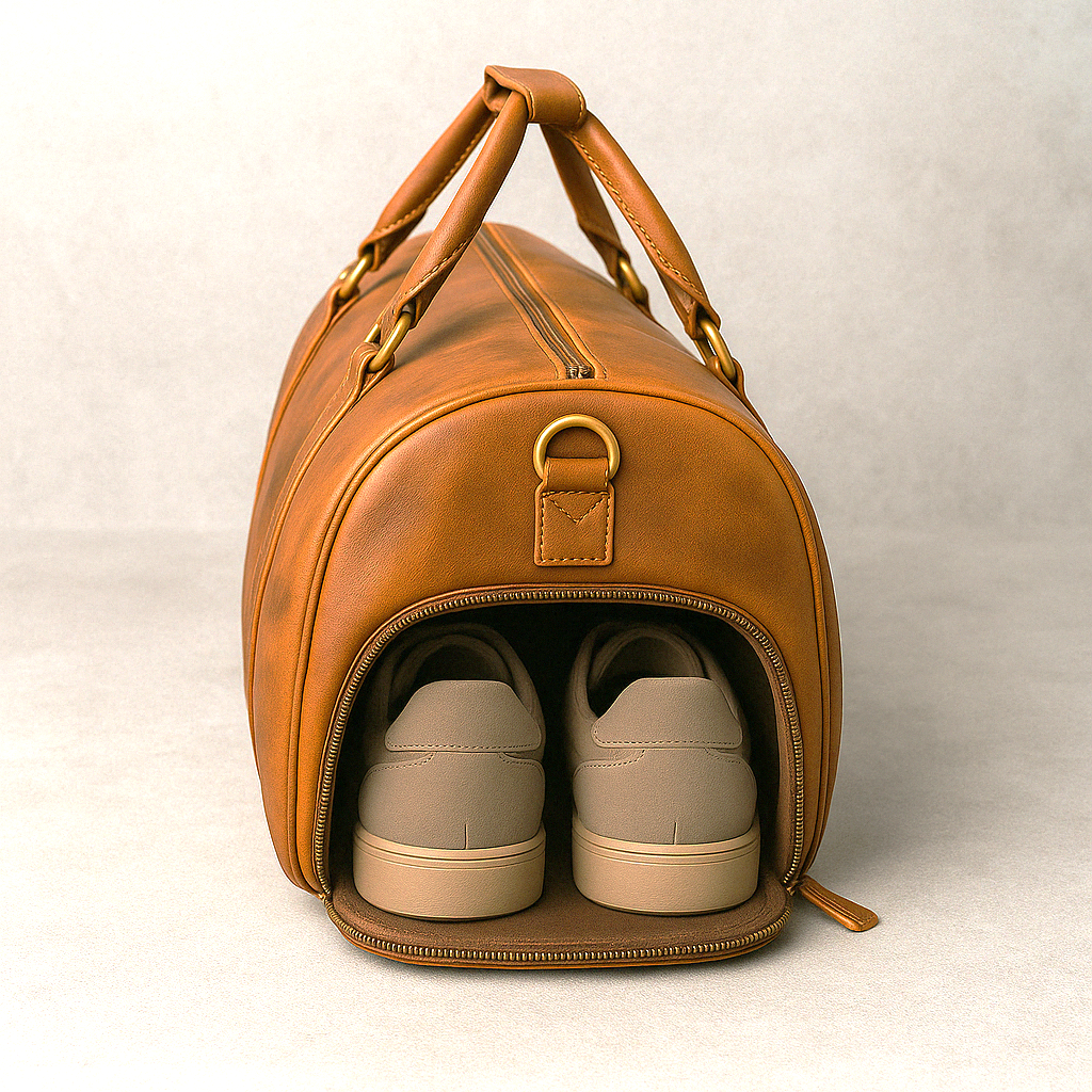 Reiseveske | Skinnbag i lysebrunt skinn | Herre - Ny modell