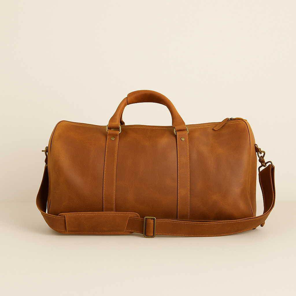 Reiseveske | Skinnbag i lysebrunt skinn | Herre - Ny modell