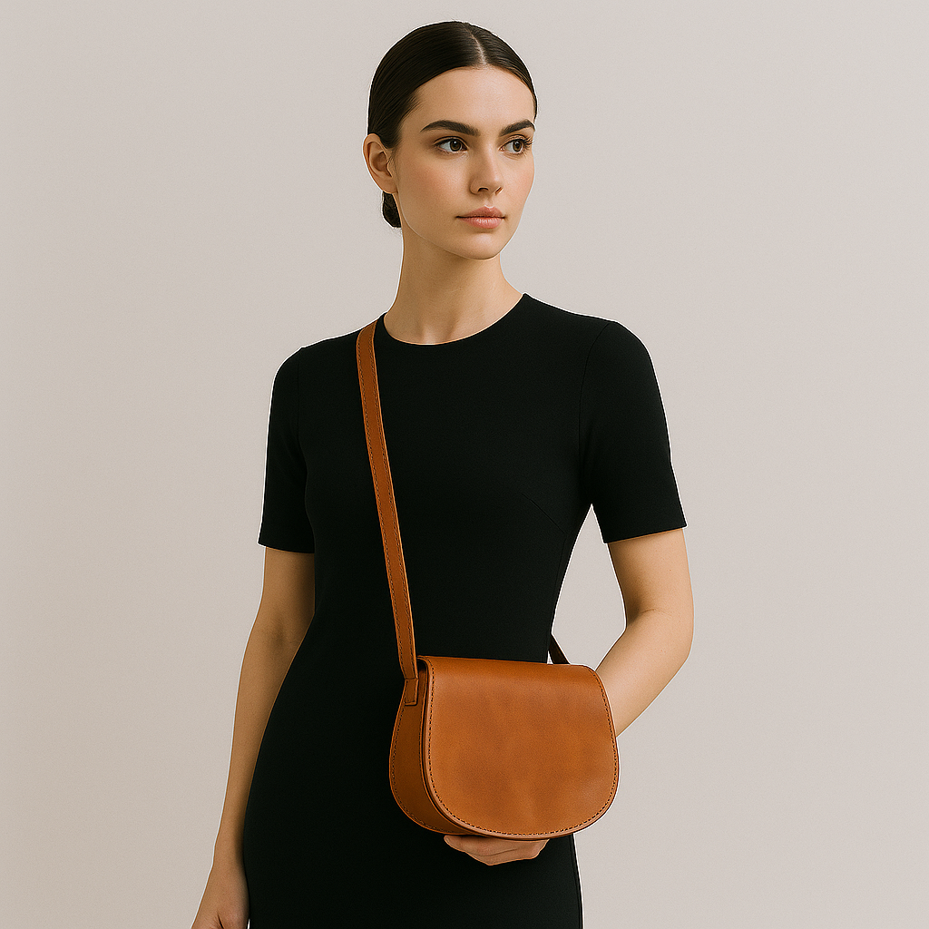 Elegant italiensk retro veske i tidløs brunt skinn