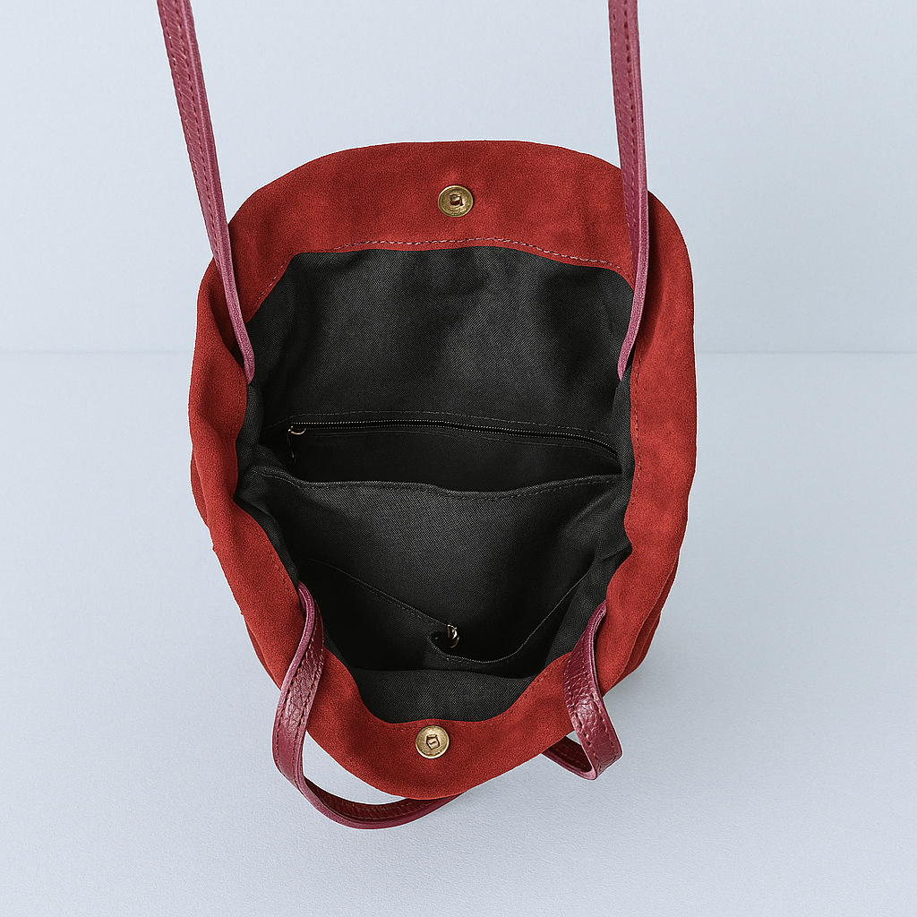 🎁 Gratis frakt! Klassisk toteveske i semsket skinn fra Italia