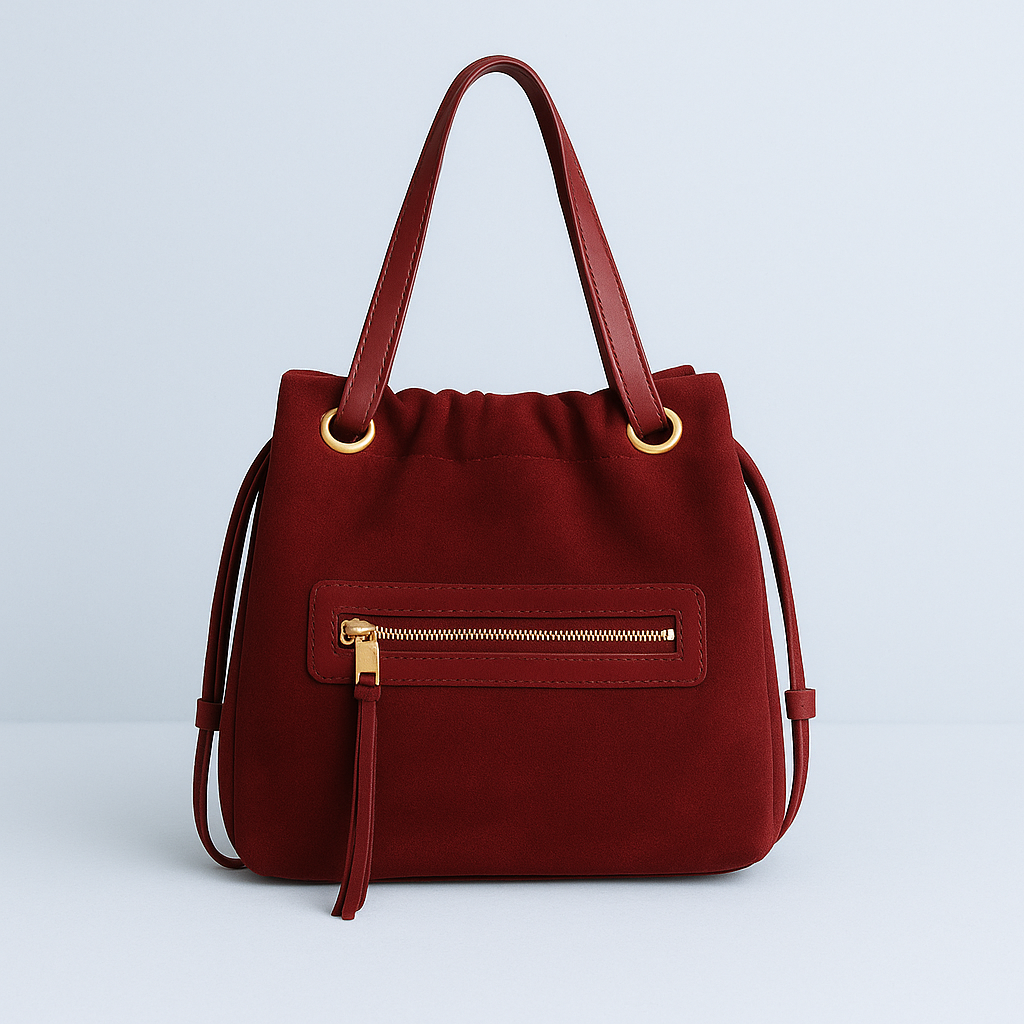 🎁 Gratis frakt! Klassisk toteveske i semsket skinn fra Italia