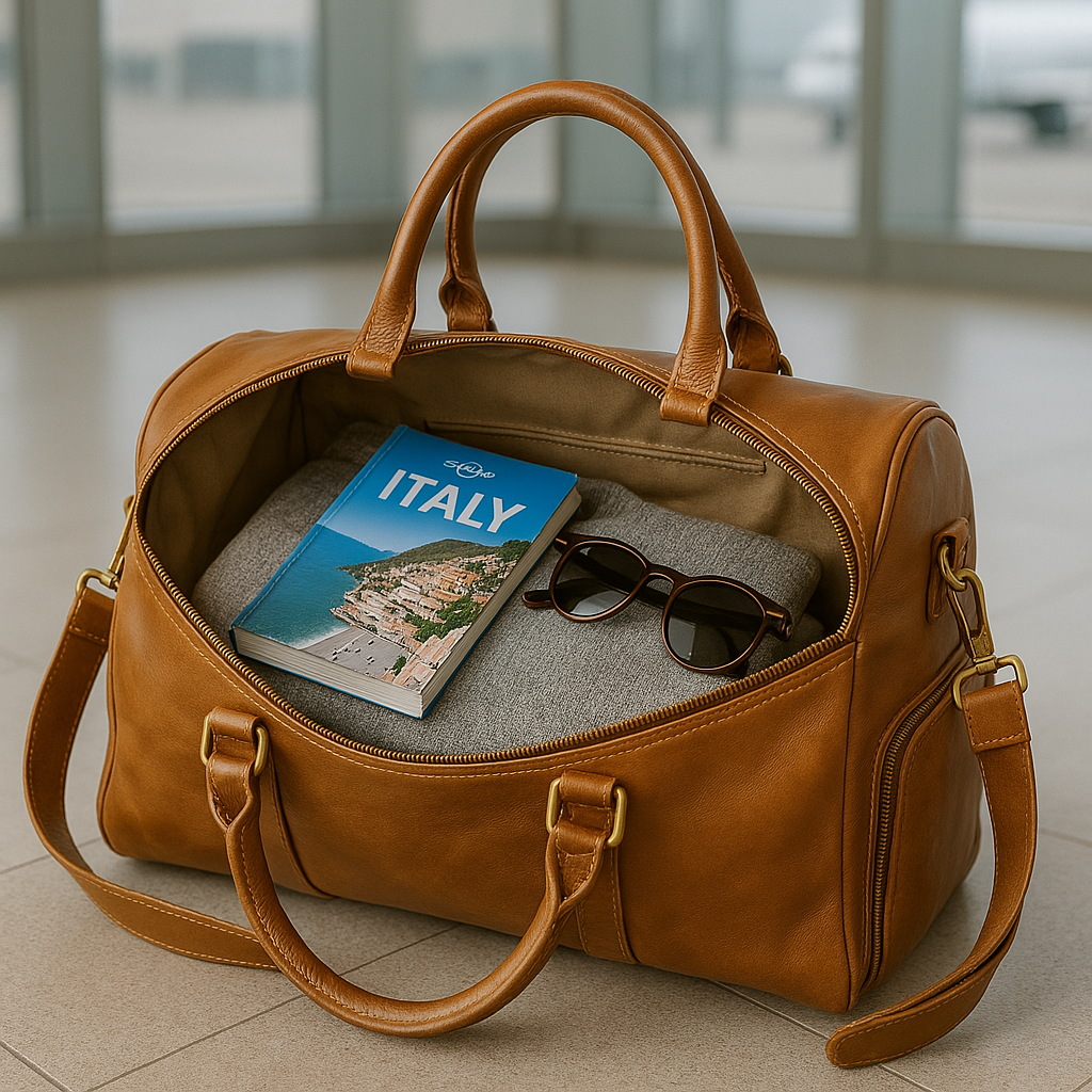 Reiseveske | Skinnbag i lysebrunt skinn | Herre - Ny modell