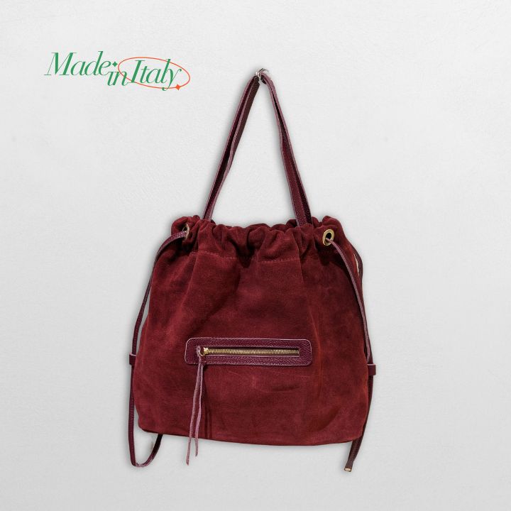 🎁 Gratis frakt! Klassisk toteveske i semsket skinn fra Italia
