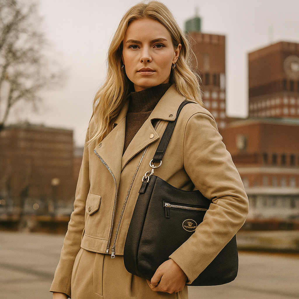 Pegaso D’Oro Black Line – Skulderveske i ekte skinn