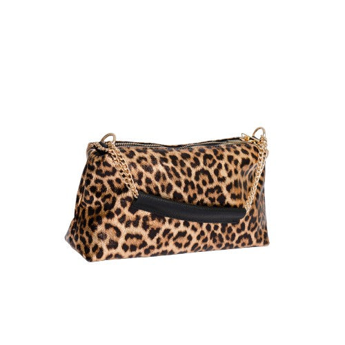 Håndveske i skinn med leopardmønster